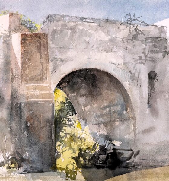 Pedro Cano Ponte Rotto 2023. Acquerello su carta 38x57cm. Foto Jose Luis Montero